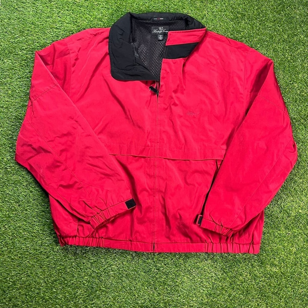 Heritage Cross Windbreaker 2XL Red Black Jacket Vintage Style Zip Pullover VTG‎